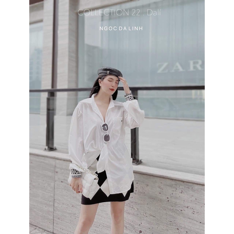 [Mã FAMARAL1 giảm 10K đơn 50K] ÁO SƠ MI TRĂNG THÊU TÚI BO TAY DIO