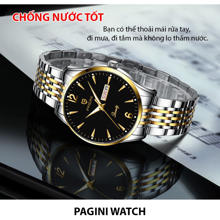 Đồng Hồ Nam PAGINI PA5566 Dây Thép Không Gỉ Kim Dạ Quang Mặt Đen Nam Tính - FullBox BH Hãng 12 Tháng | BigBuy360 - bigbuy360.vn