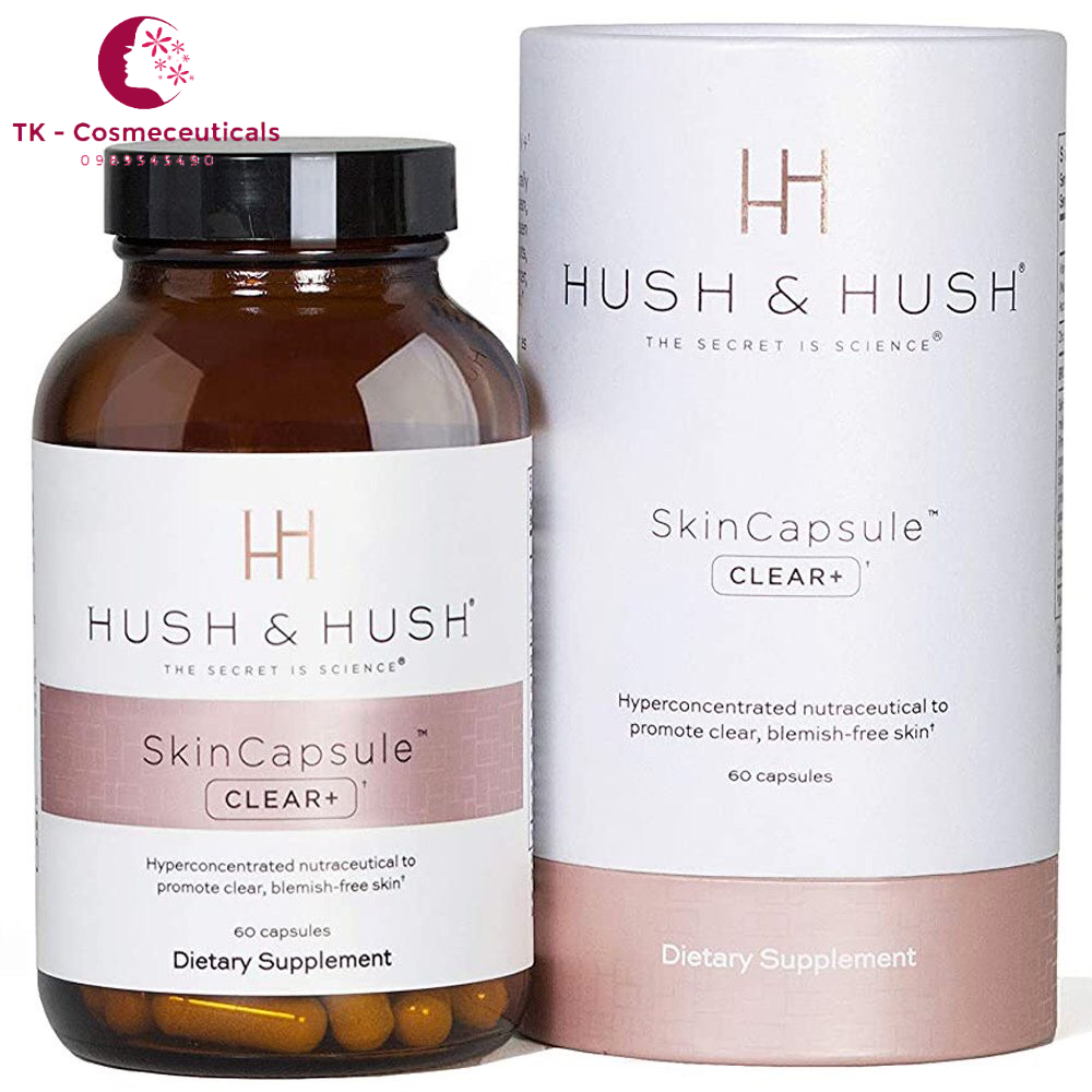 (CHÍNH HÃNG) Viên Uống Hush & Hush SkinCapsule Clear Giúp Giải Quyết Triệt Để Vấn Đề Da Mụn - 60 viên