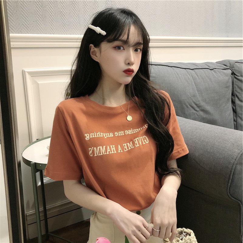 Summer New Loose Candy-colored Cotton Short-sleeved T-shirt Female Students Joker Tops Women's Fashion