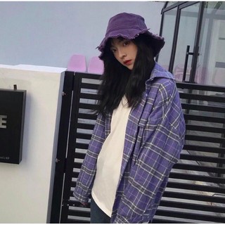 UNISEX - SƠ MI CARO - SƠ MI MÀU TÍM ULZZANG - KÈM ẢNH THẬT