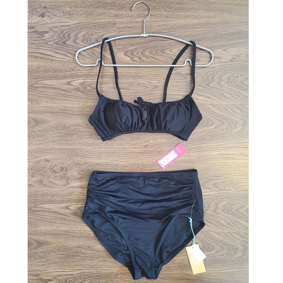 Swimming bộ bikini cạp cao màu Đen - Hàng VNXK