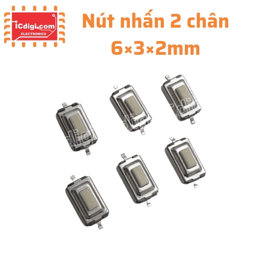 Nút nhấn 2 chân dán 3x6x2mm loại tốt đóng dây