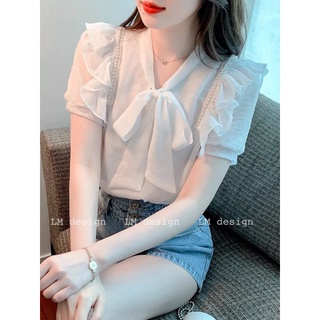 Áo Sơ Mi Thắt Nơ Viền Ngọc