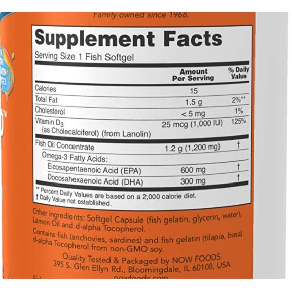 Ultra Omega 3 Kết Hợp Vitamin D Tăng Sức Đề Kháng Và Bảo Vệ Xương Khớp Now Ultra Omega 3 với Vitamin D