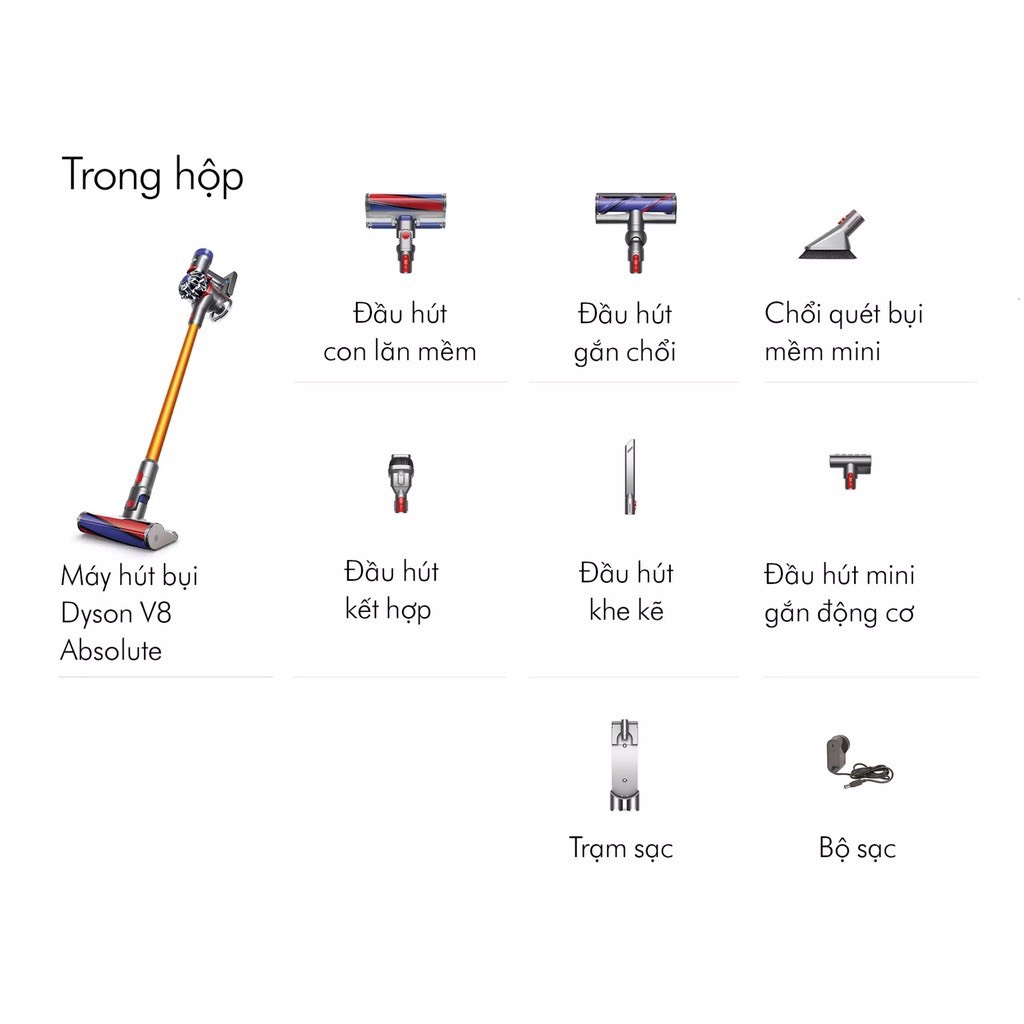 Máy hút bụi Dyson V8 Absolute không dây - Hàng Chính Hãng