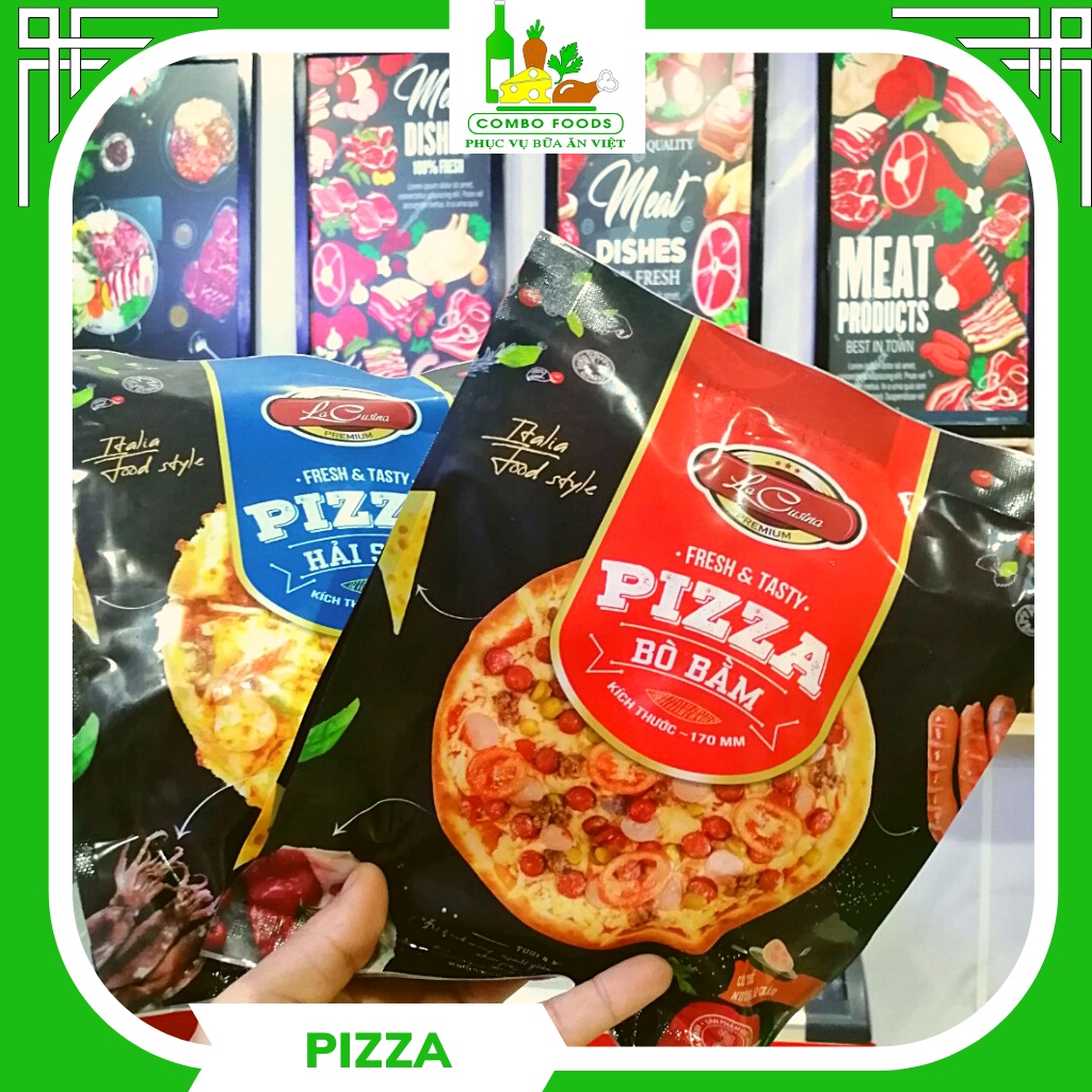 [Mua Lẻ Giá Sỉ] Pizza Hải Sản Pizza Bò Băm Pizza Xúc Xích Lacusina Size 17cm 1 Bịch 1 Cái Nướng Siêu