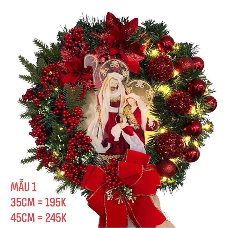 Vòng nguyệt quế treo cửa trang trí mùa giáng sinh noel 3 kiểu khác nhau cực xinh, giao ngay