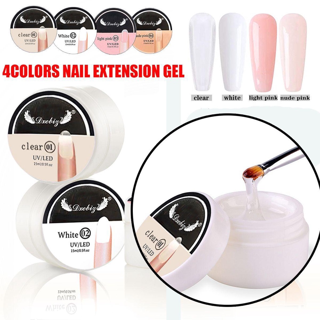Gel Nối Dài Móng Tay UV Chuyên Dụng Nhanh Chóng 4 Màu 15ml