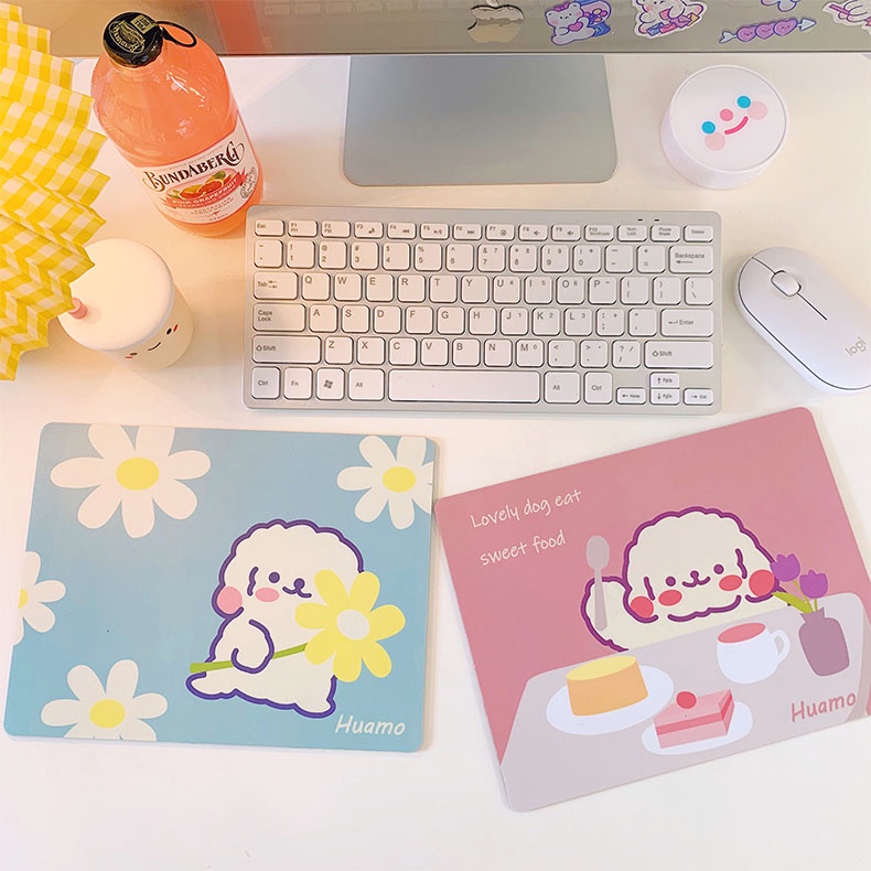 Miếng lót chuột chữ nhật puppy trắng Zanmoo Mouse Pad dành cho học sinh sinh viên, dân văn phòng, nữ tính dễ thương