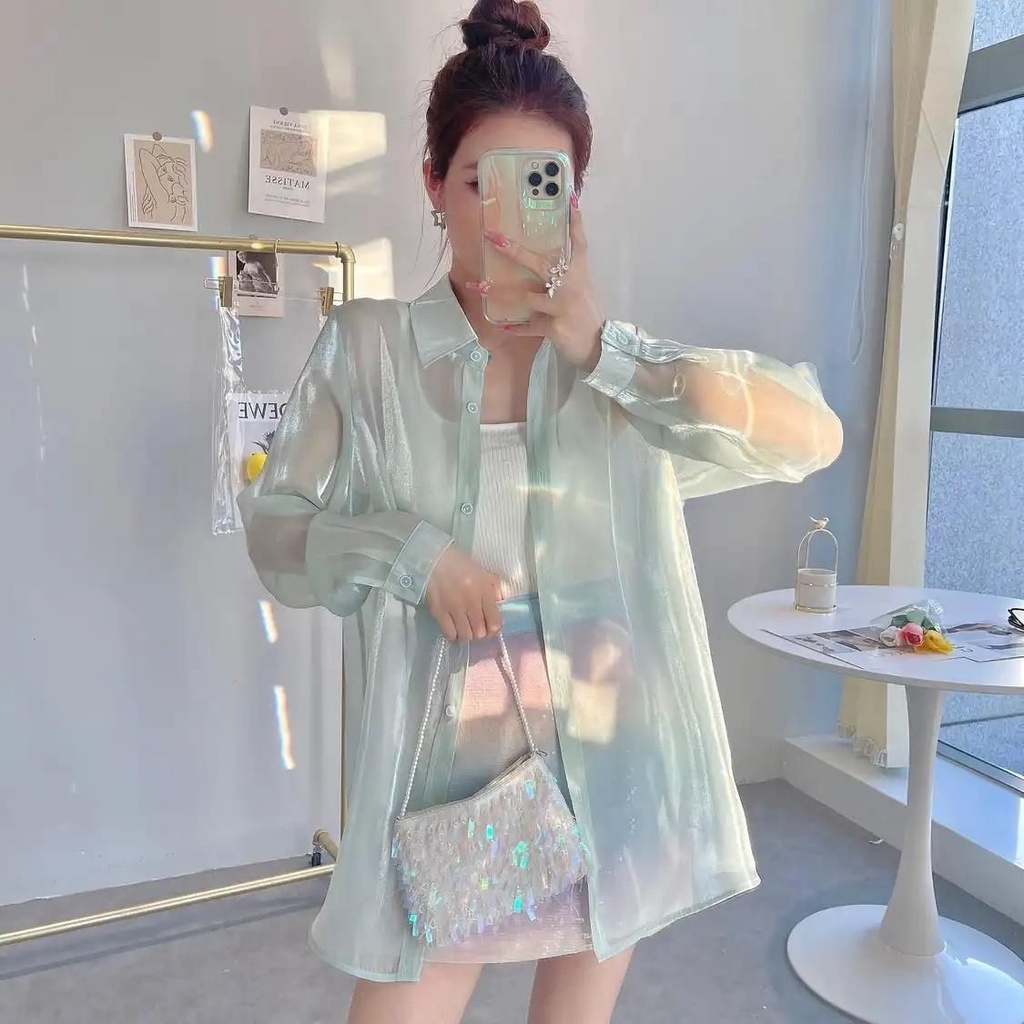 Jiashucheng Áo Sơ Mi Dài Tay Chống Nắng Dáng Rộng Phong Cách Mới Cho Nữ