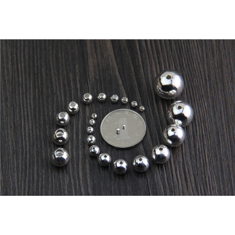 Bộ 10 Hạt Xâu Chuỗi Tròn Bằng Bạc Sterling S925 Dùng Làm Trang Sức Thủ Công