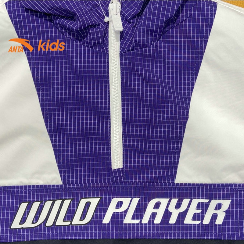 Áo khoác bé trai phối màu thời trang Anta Kids 352138650 chất gió mỏng, dáng hoodie