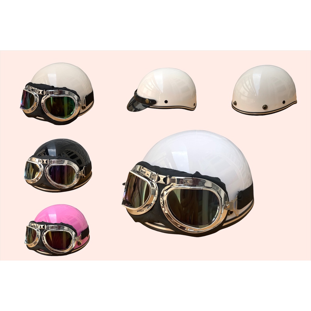 Mũ bảo hiểm nữ đầu chính hãng kính phi công cao cấp. tặng kèm sticker .freesize