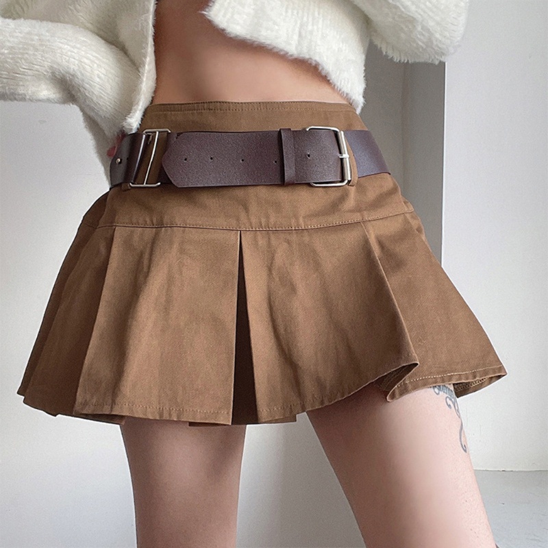 Chân Váy Kaki Chữ A Lưng Cao Xếp Ly Thời Trang Cho Nữ