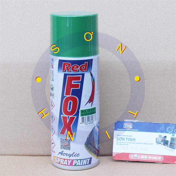 Sơn xịt RED FOX Thái Lan màu xanh lá APPLE GREEN 217 (No. 37) - 1 chai