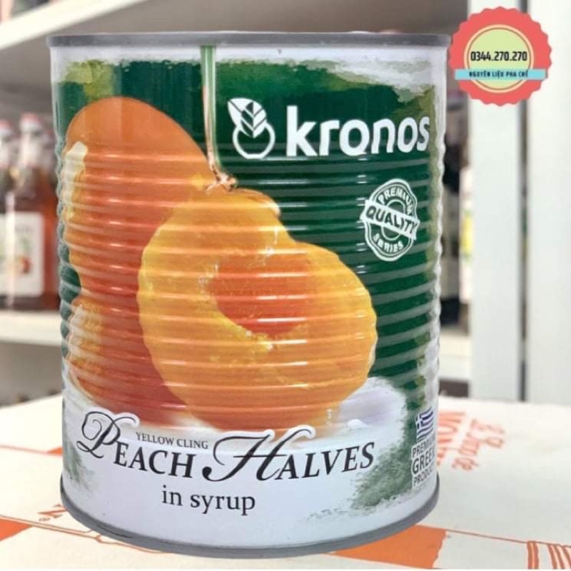 Đào Ngâm Kronos Lon sơn 820gr - Date mới 2023, nắp giật tiện dụng