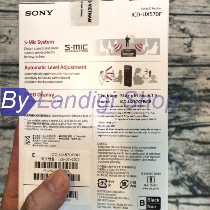 NEW FULL BOX - Sony ICD-UX570F Máy ghi âm bộ nhớ 4GB
