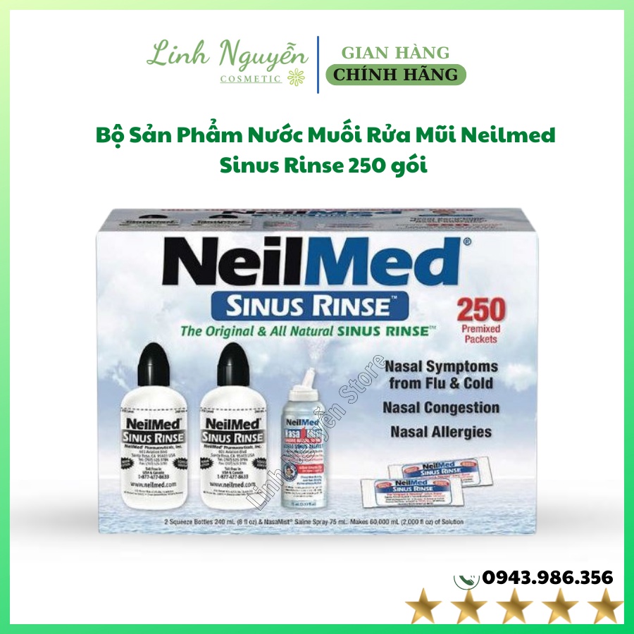 Bộ Sản Phẩm Nước Muối Rửa Mũi Neilmed Sinus Rinse 250 gói - linhnguyennstore