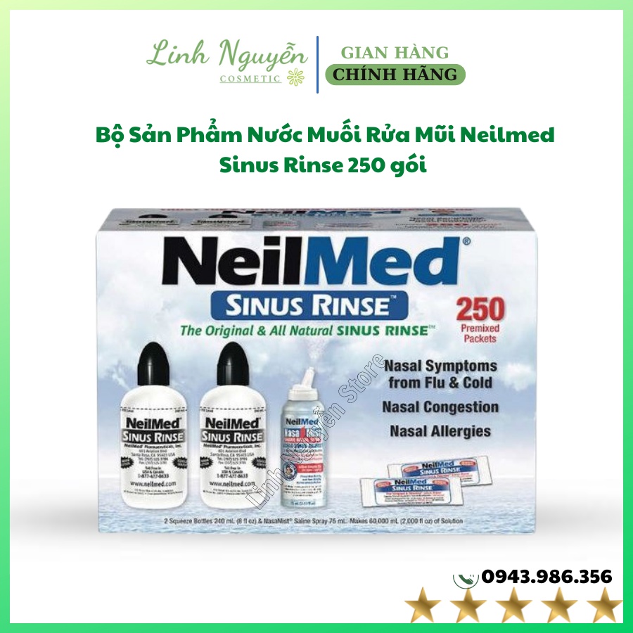 Bộ Sản Phẩm Nước Muối Rửa Mũi Neilmed Sinus Rinse 250 gói