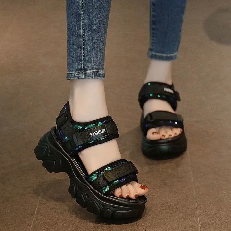 Giày Sandal Thể Thao Đi Biển Đế Dày Tăng Chiều Cao Phong Cách Mới Mùa Hè Cho Nữ