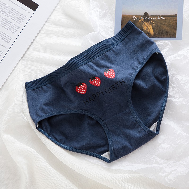 Set 5 quần lót nữ cotton hình trái Dâu đỏ dễ thương_NuciFera