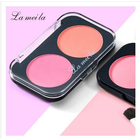 (Tặng kèm cọ tán phấn) Phấn má hồng 2 ô Lameila