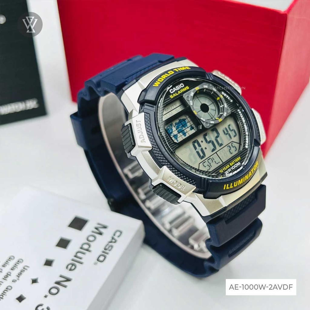 Đồng Hồ Điện Tử Nam Casio WATCHSTORE AE-1000W-2A Thiết Kế Mặt Kính 43.8mm, Dây Đeo Và Vỏ Nhựa Đen Bền Bỉ