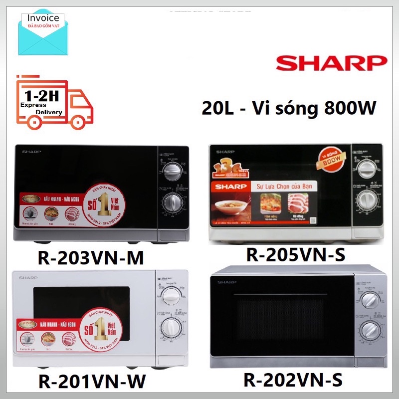 [Hỏa tốc 1 giờ] [FREESHIP] Lò Vi Sóng Sharp cơ R205VNS | R-20A1(S)VN [ Hàng Chính Hãng THÁI LAN - BH 1 năm ]