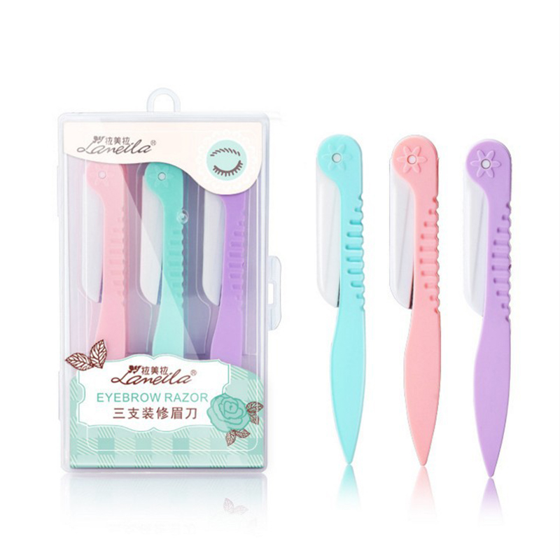[Hàng mới về] Set 3 Dao cạo tỉa lông mày có thể gập gọn chuyên dụng tiện lợi cho nữ