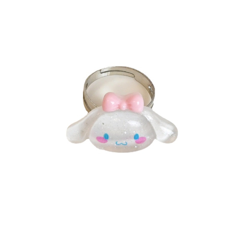 Nhẫn Nhựa Resin Dạng Hở Hình Cinnamoroll Dog Kulomi Dễ Thương Cho Cặp Đôi Chị Em Gái