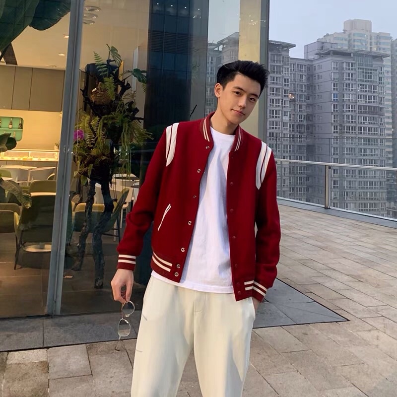 Áo Khoác Jacket Nỉ Dạ Teddy Bomber Đỏ Đô | BigBuy360 - bigbuy360.vn