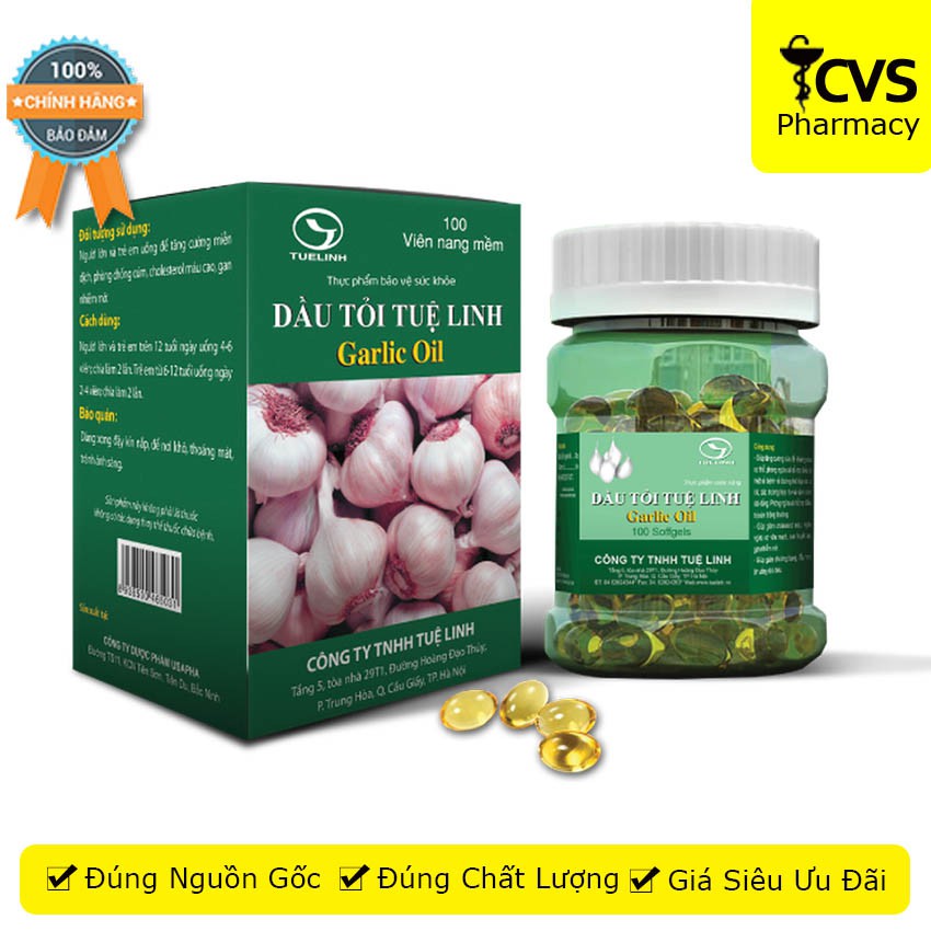 Dầu Tỏi Tuệ Linh Hộp 100 Viên - Garlic Oil Tuệ Linh - cvspharmacy