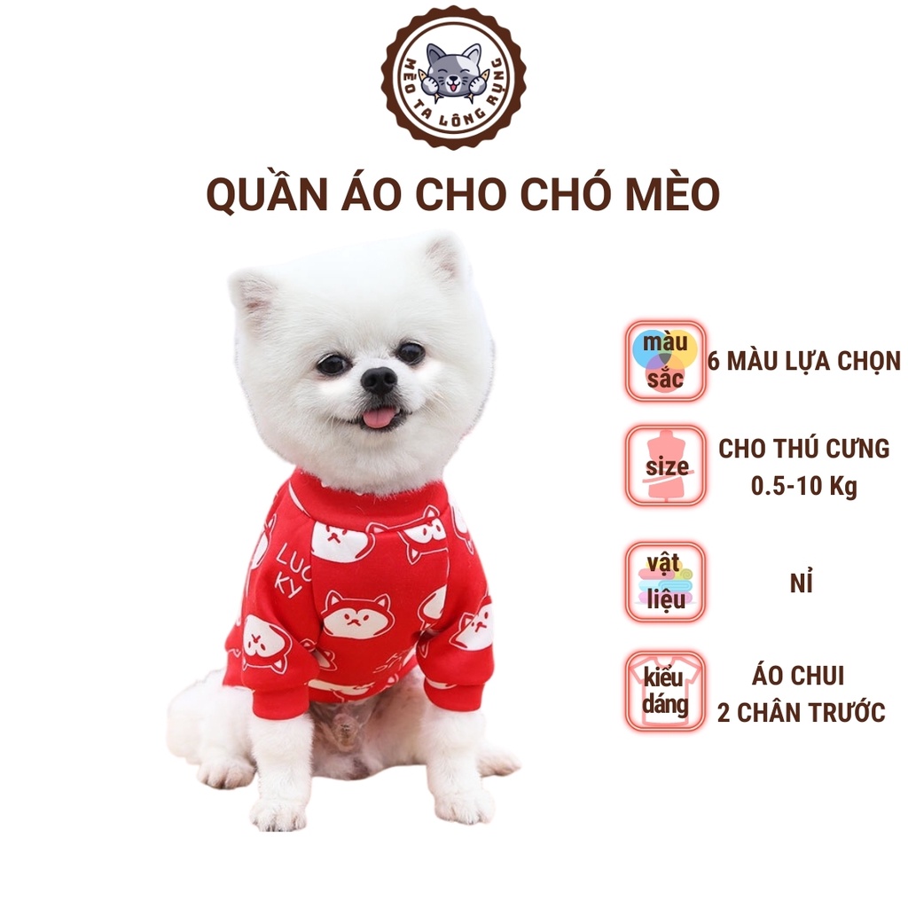 Quần Áo Cho Chó Mèo Thú Cưng Nỉ 100% Vải Mềm Mại, Thấm Hút Mồ Hôi, Co Giãn 4 Chiều Từ 500 Gram Đến 10 Kg