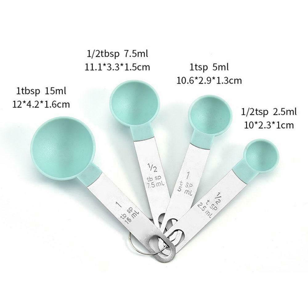 LEISURE Set 4 Muỗng Đo Lường Bằng Thép Không Gỉ Tiện Lợi Khi Nấu Ăn