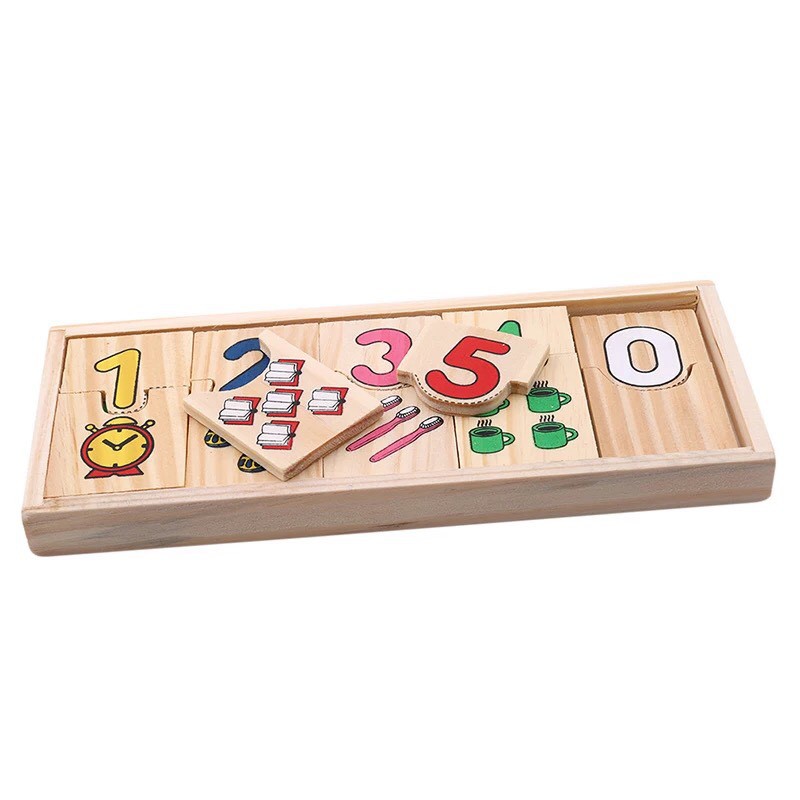 Thẻ Ghép Số 1 Đến 10 Học Đếm Bằng Gỗ Tặng Kèm Bộ 40 Flashcard Học Chữ