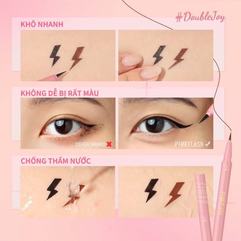 Bút kẻ mắt dạng lỏng PINKFLASH nhanh khô chống thấm nước lâu trôi siêu mảnh 0.01mm