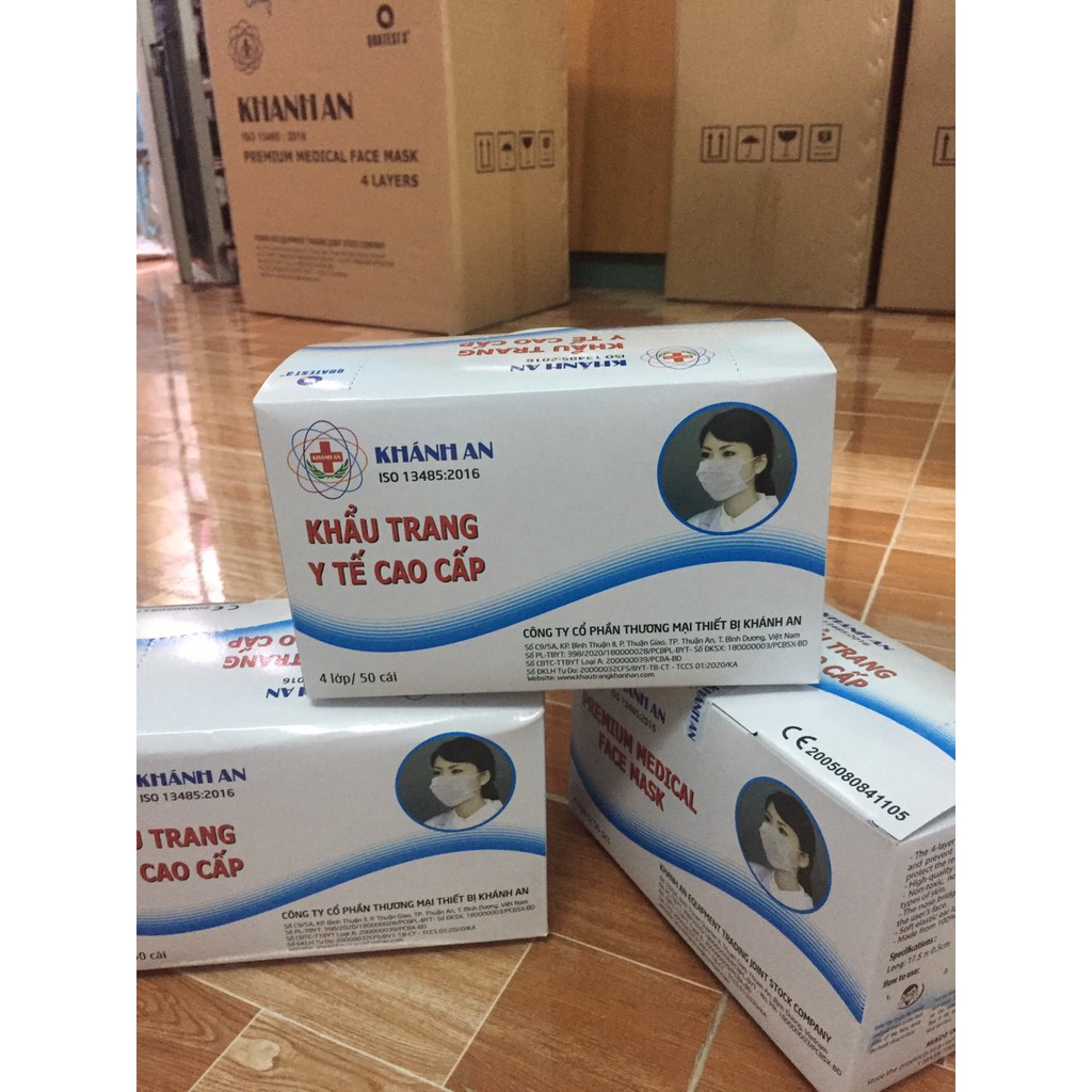 Khẩu Trang Y Tế 4 Lớp Kháng Khuẩn Khánh An Hộp 50 Cái - Hình shop tự chụp-hàng có sẵn-Màu Trắng