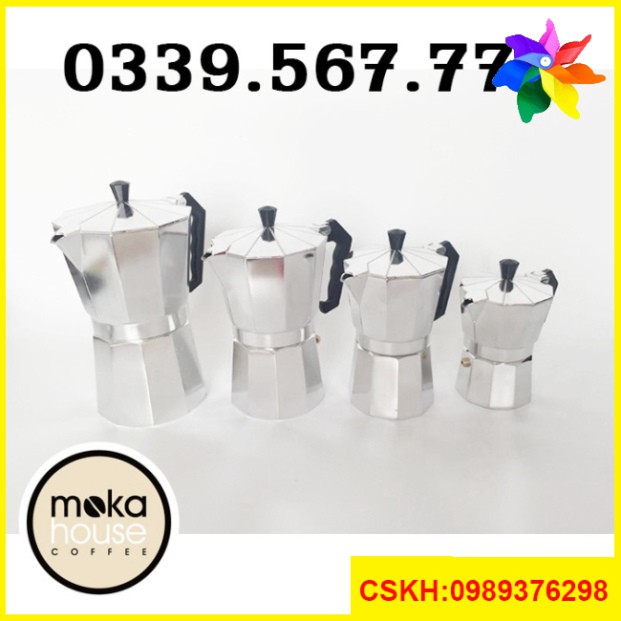 Ấm pha 3/6/9 cốc Cà phê Moka/Espresso/Latte phong cách Ý