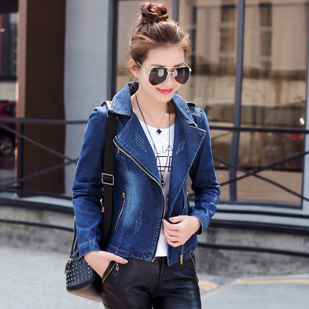 Áo Khoác Denim Dài Tay Form Rộng Phong Cách Hàn Quốc