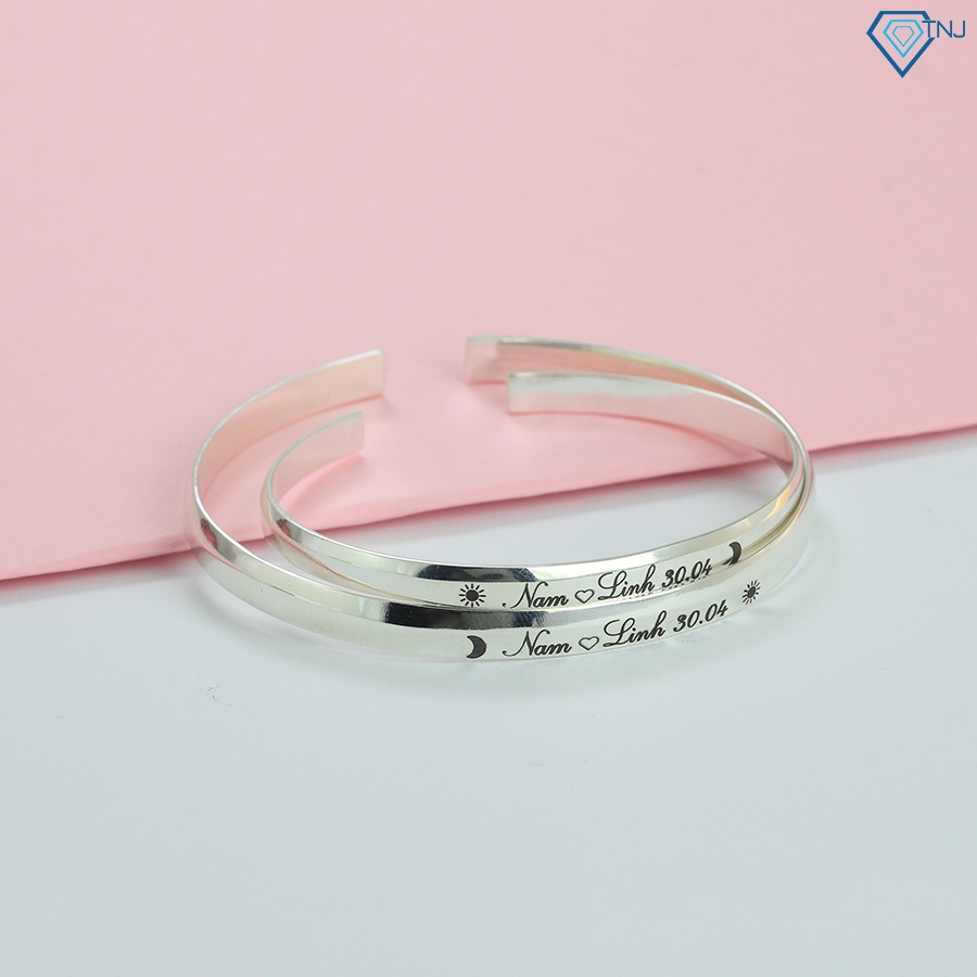 Lắc bạc đôi khắc tên dạng kiềng LTD0030 - Trang Sức TNJ
