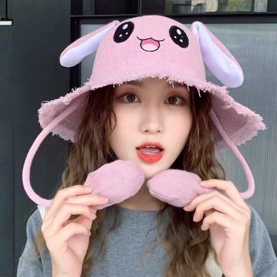 Jiashucheng Mũ Tai Thỏ Dễ Thương Có Túi Khí Thời Trang Xuân Hè Cho Nữ