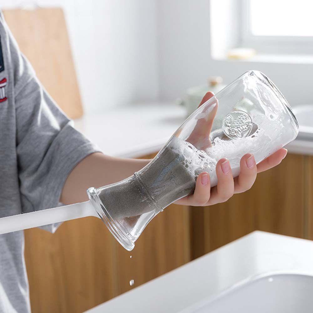 Bàn Chải Xốp Cán Dài Vệ Sinh Bình Thủy Tinh Tiện Dụng