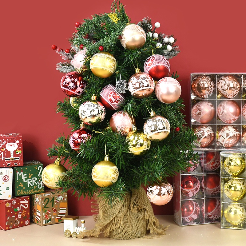 Hộp 9 Quả Cầu Sơn Màu Treo Cây Thông Trang Trí Giáng Sinh