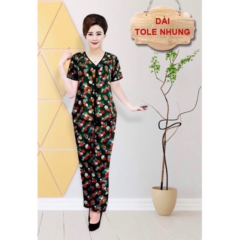 [40-48kg] S1 - ĐỒ BỘ MẶC NHÀ TRUNG NIÊN TOLE (LANH) NHUNG Cài Nút Bigsize
