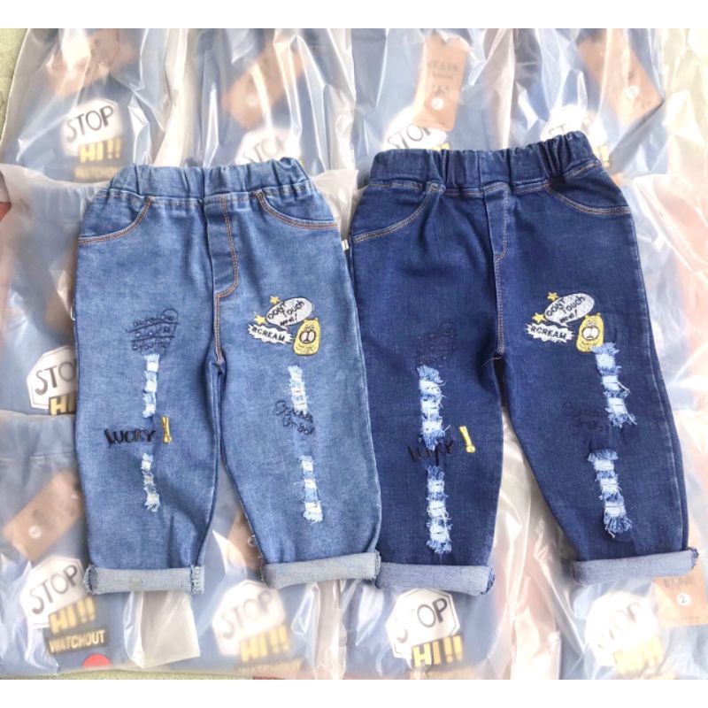 !!!SALE!!! Quần Jeans rách LUCKY cho bé yêu 10-20kg