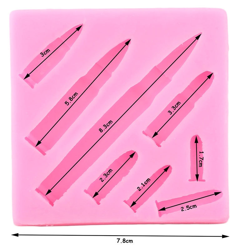 Khuôn Silicone Tạo Hình Làm Bánh Kẹo Hình Viên Đạn 3D DIY