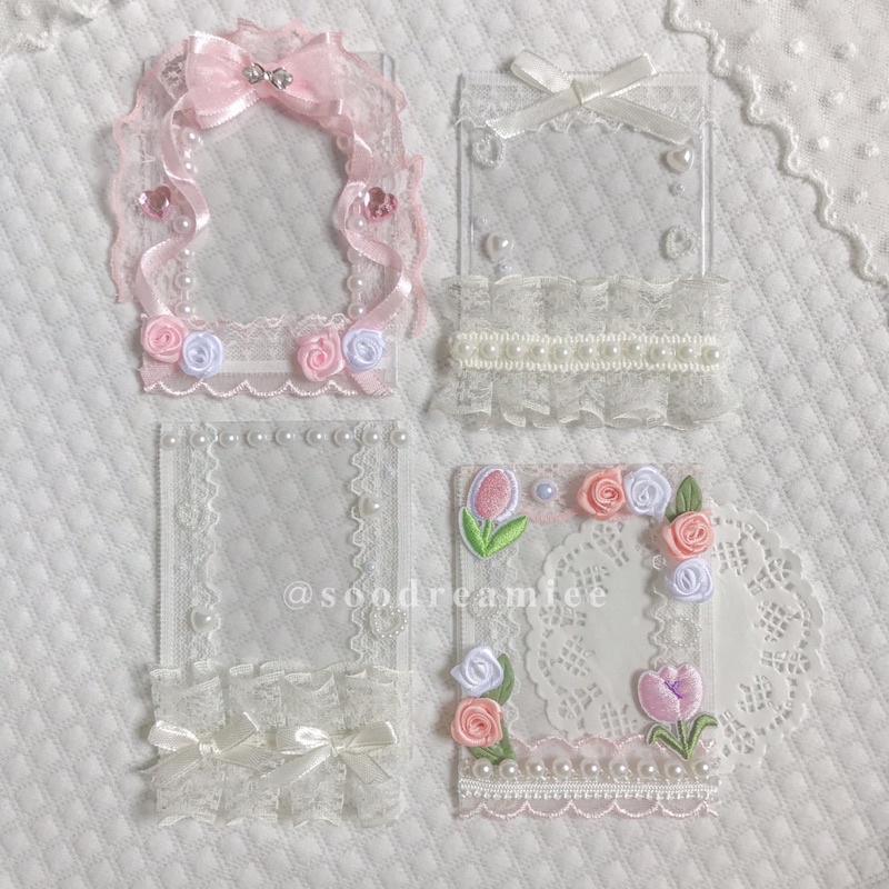 thẻ nhựa bảo vệ card trang trí vải ren theo style