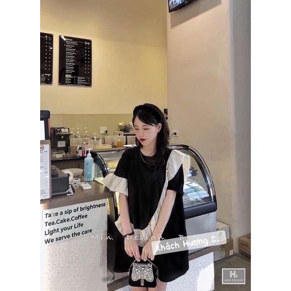 Áo váy phối bèo tơ ( ảnh thật shop chụp sàn)