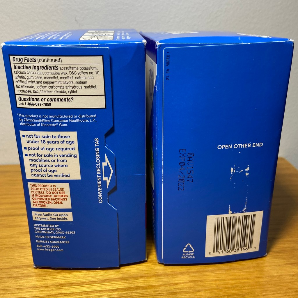 Kẹo cao su Kroger Nicotine Gum 2mg,160 viên, hương bạc hà | BigBuy360 - bigbuy360.vn